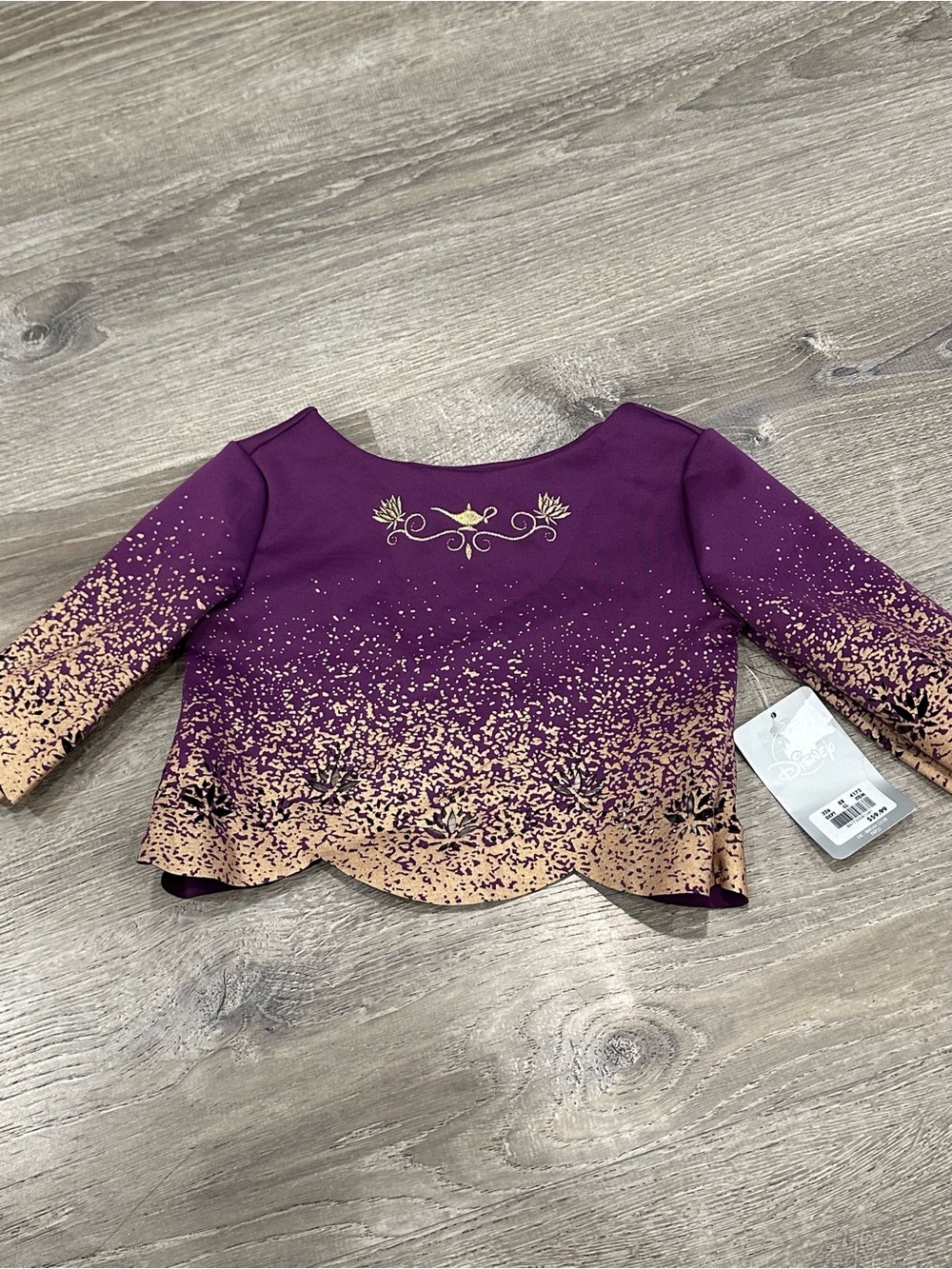 Disney Princess Jasmine Purple Long Sleeve Top with Gold Ombre and Scalloped Hem